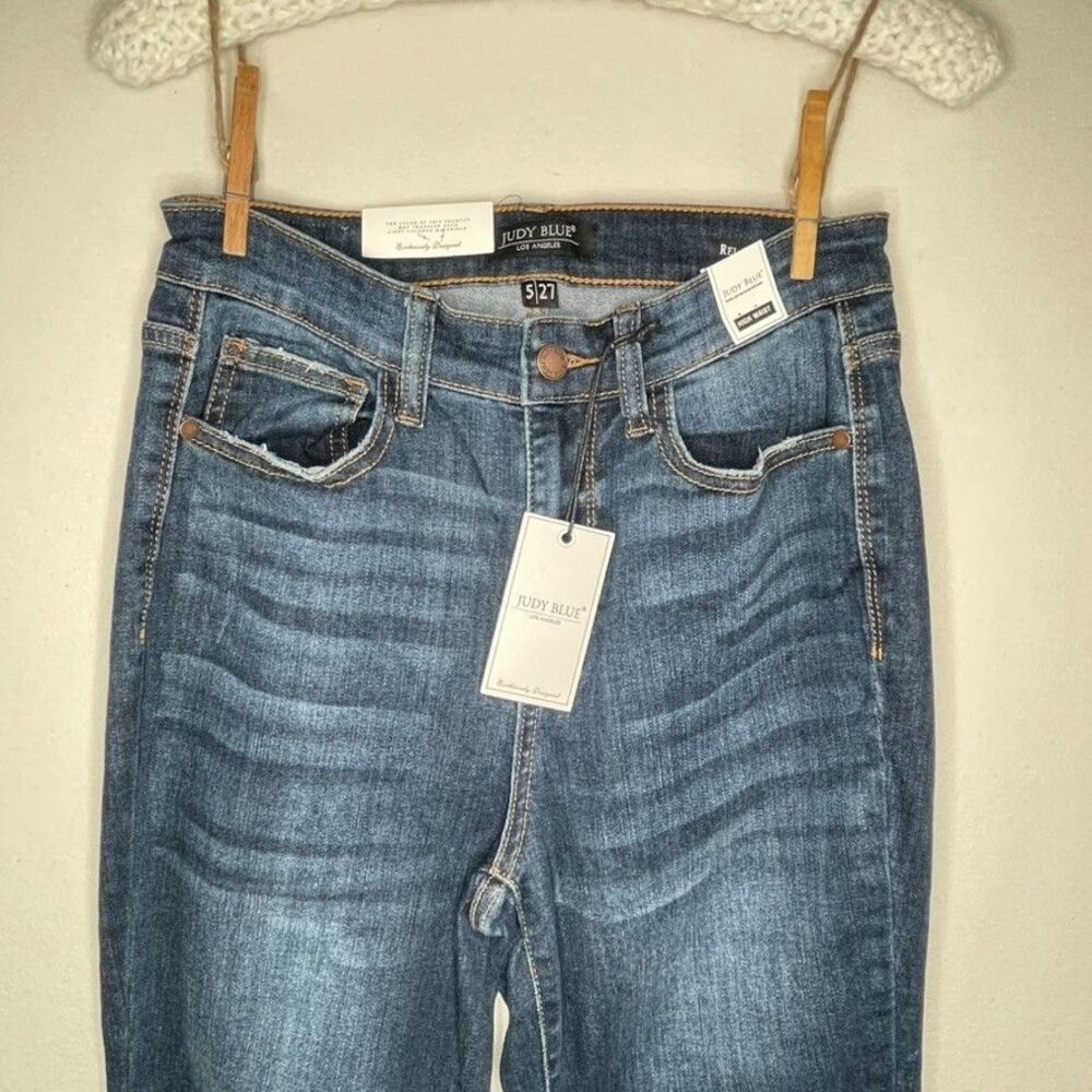 (NWT) Judy Blue Sz 5/27 Relaxed Fit High Waist Skinny Blue Stretch Denim Jeans - Picture 3 of 10